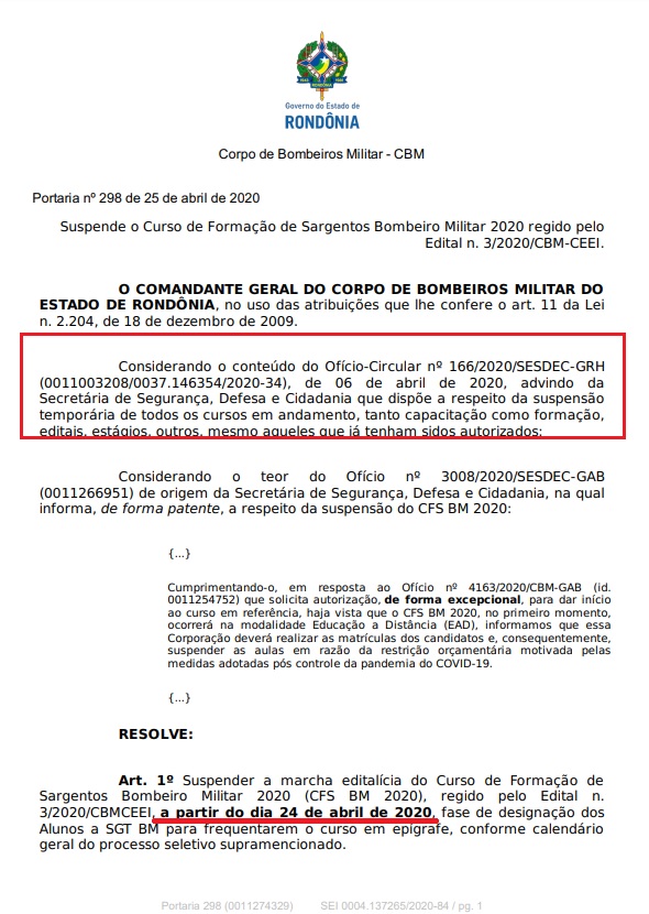 CURSO DE SARGENTO DO BOMBEIRO É SUSPENSO POR ORDEM DO SECRETÁRIO DA SESDEC CURSO DE SARGENTO DO BOMBEIRO É SUSPENSO POR ORDEM DO SECRETÁRIO DA SESDEC