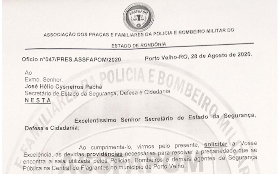ASSFAPOM exige da SESDEC solução sobre precariedade na Central de Polícia ASSFAPOM exige da SESDEC solução sobre precariedade na Central de Polícia